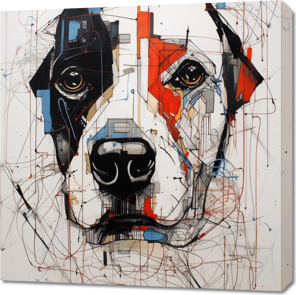 Bild 70x70cm Gezeichneter Hund