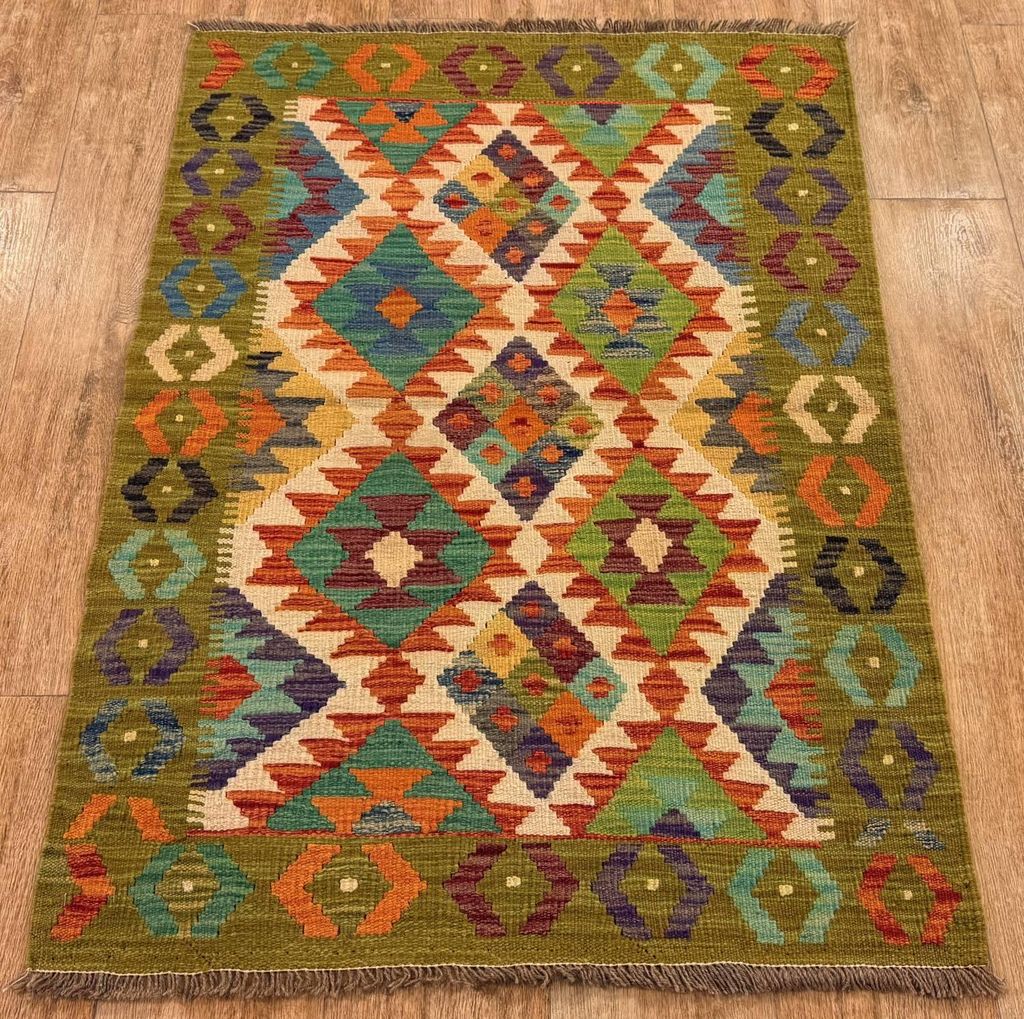 Teppich KELIM ORIGINAL | Farbe: Multi; Größe: 87x123 cm | strapazierfähig und leicht zu reinigen | Wohnzimmer | Schlafzimmer