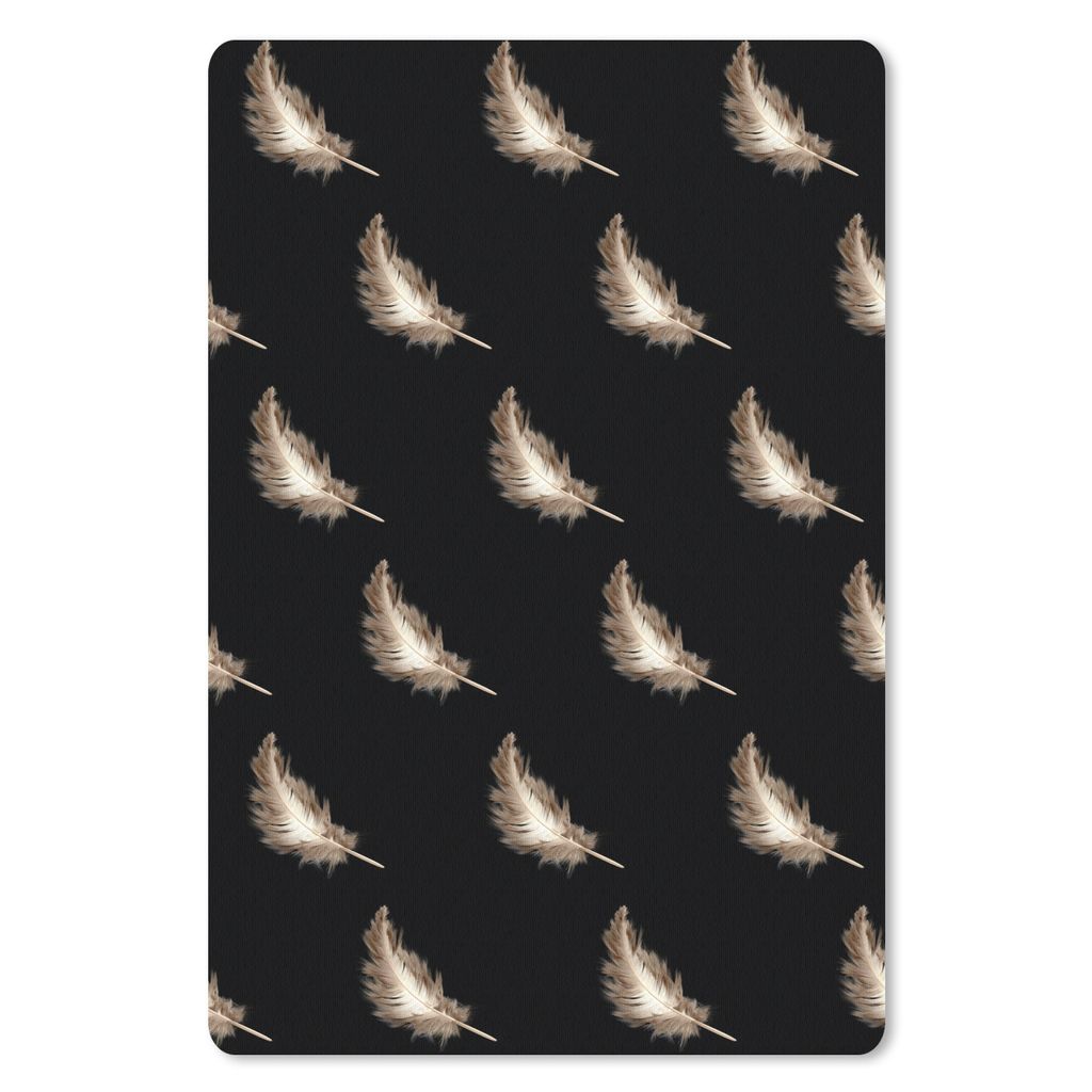 MuchoWow Mauspad Mousepad Federn - Muster - Weiß 18x27 cm - Mousepads - Maus Mat - Pad - Mausunterlage