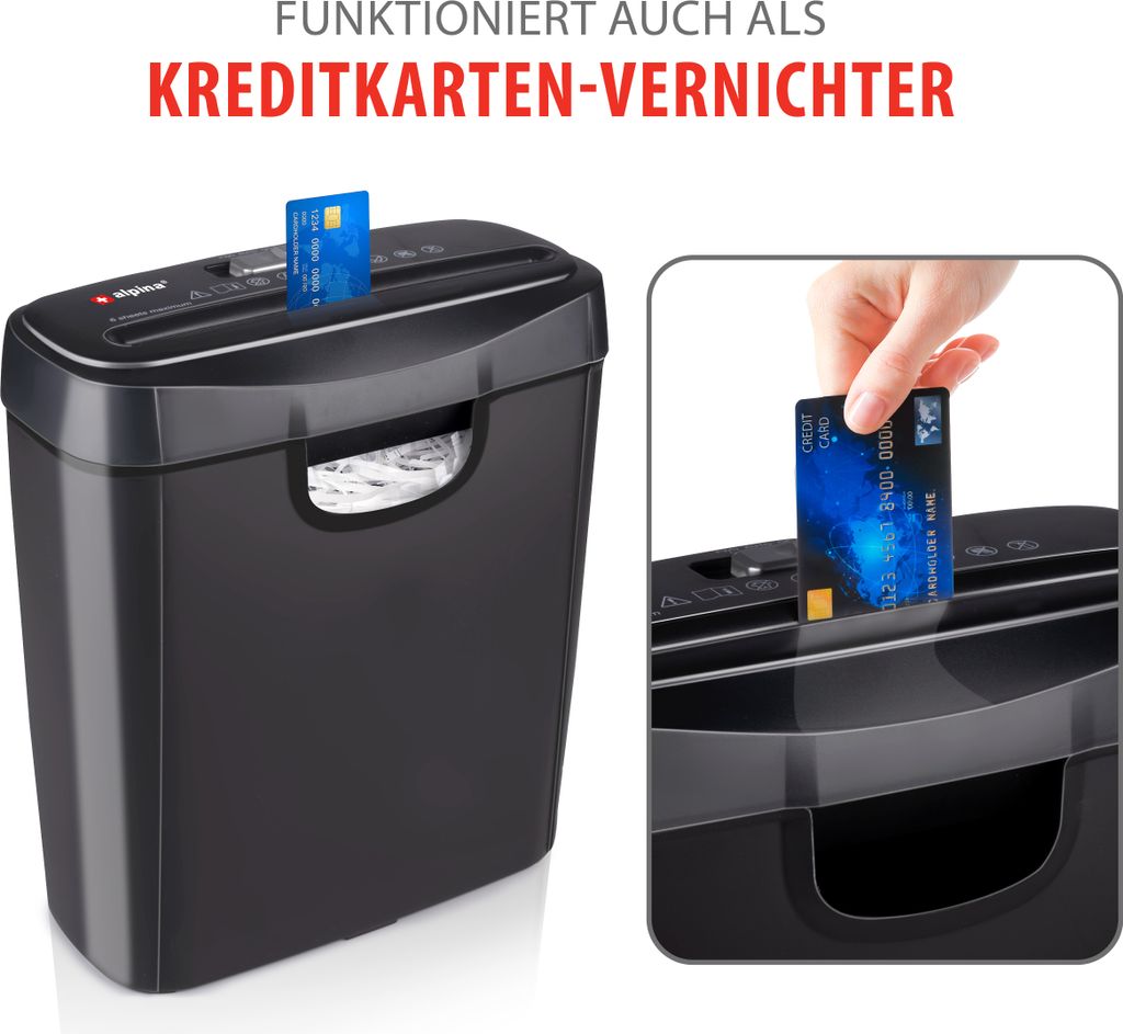 alpina Aktenvernichter 190W - Papierschredder Kreditkarten Produktbild 7