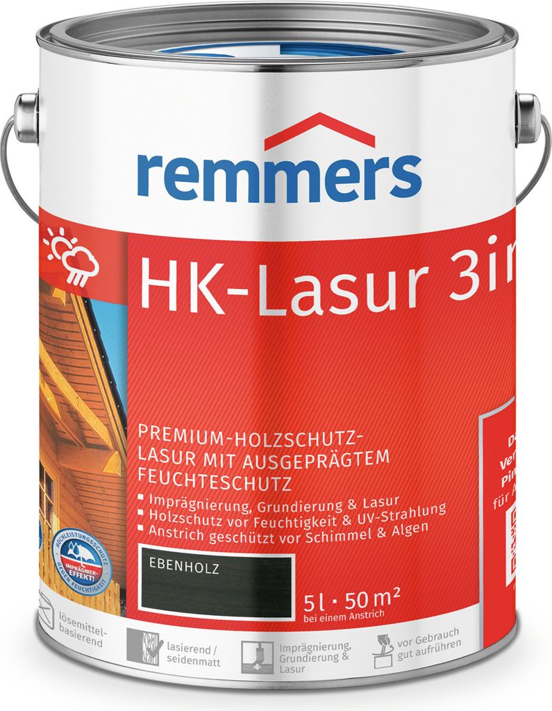 Remmers HK-Lasur 3w1 heban, 5 litrów, zewnętrzna bejca do Zdjęcie produktu 