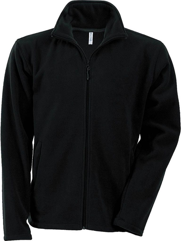 Kariban Herren Fleece Jacke Micro Fleecejacke Winterjacke Windjacke, Größe:4XL, Farbe:Schwarz