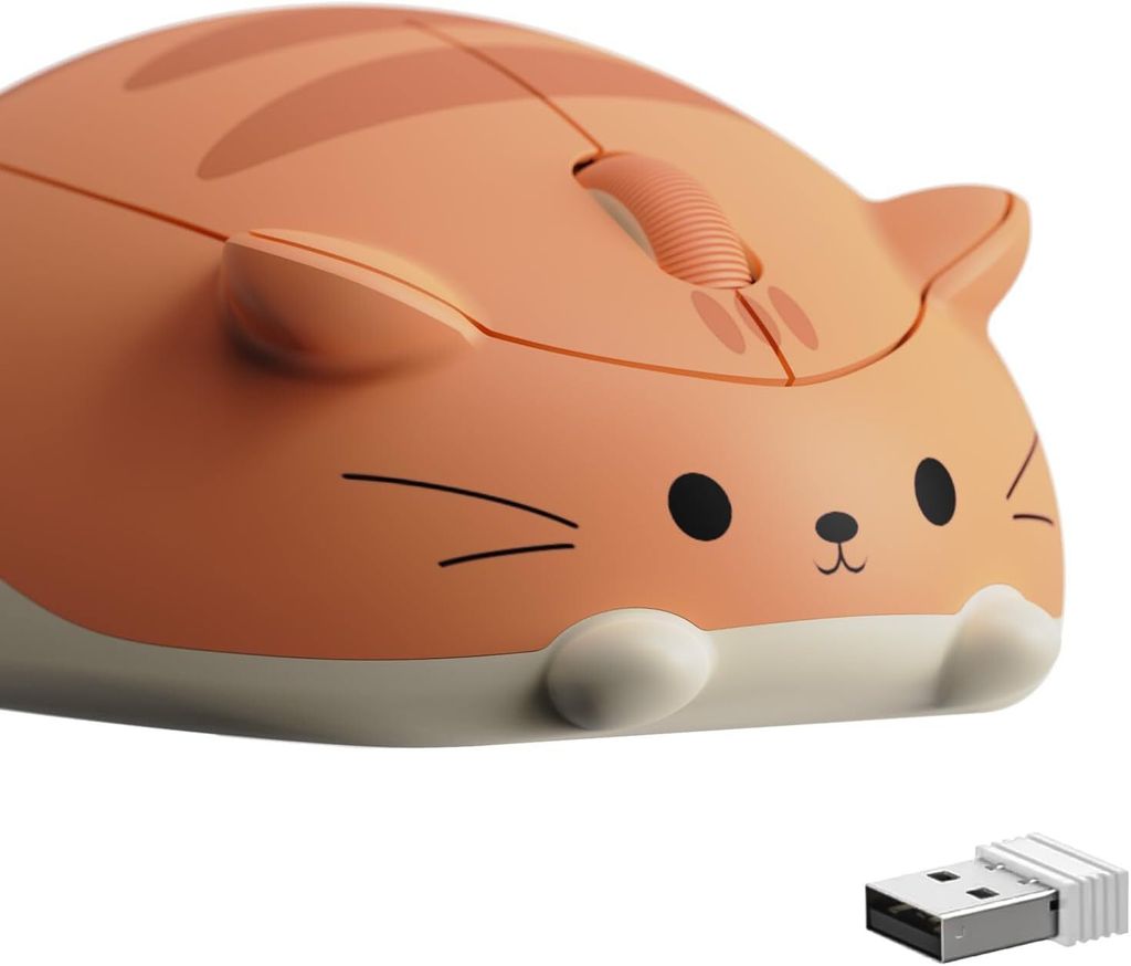 Akko Katze Kabellose Leise Maus Tragbare, 2,4 GHz mit USB Receiver, Ergonomisches Design, Kompatibel mit Laptop/PC Computer, Mac OS, Windows