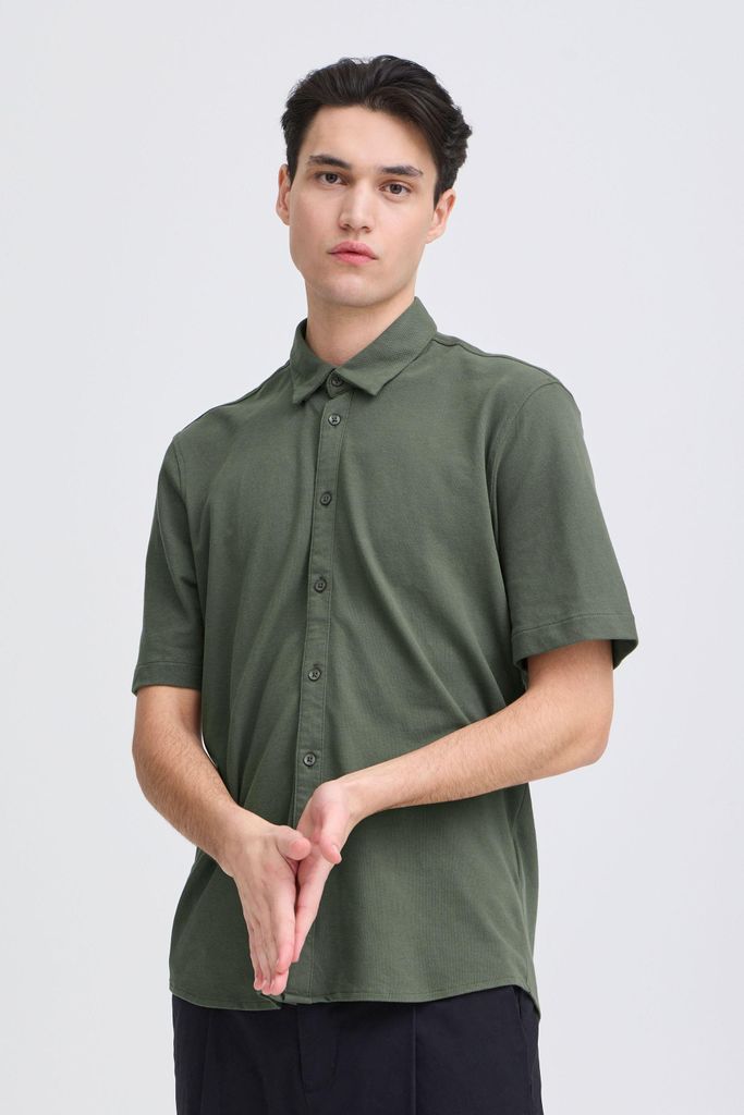 Casual Friday CFFOLKE piquet Herren Kurzarmhemd Hemd Herrenhemd Baumwollmischung slim fit