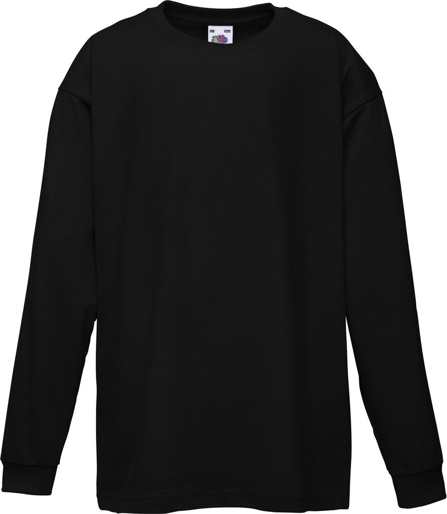 Fruit Of The Loom Kinder T-Shirt, langarm (2 Stück/Packung) BC4270 (7-8 Jahre (128)) (Schwarz)