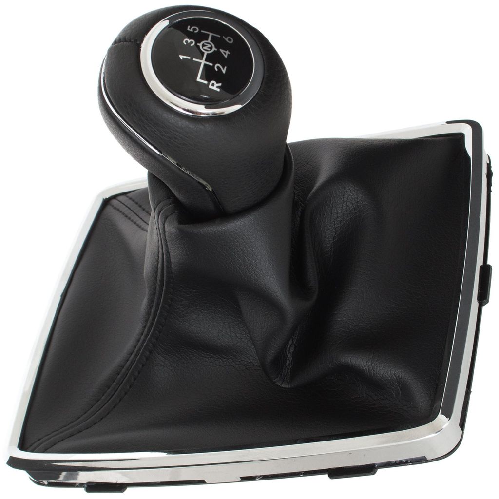 Mercedes W204 C-Klasse 07-14 Schwarzer Schaltknauf + schwarze Schaltmanschette mit Chromrahmen, 6-Gang-Schaltung