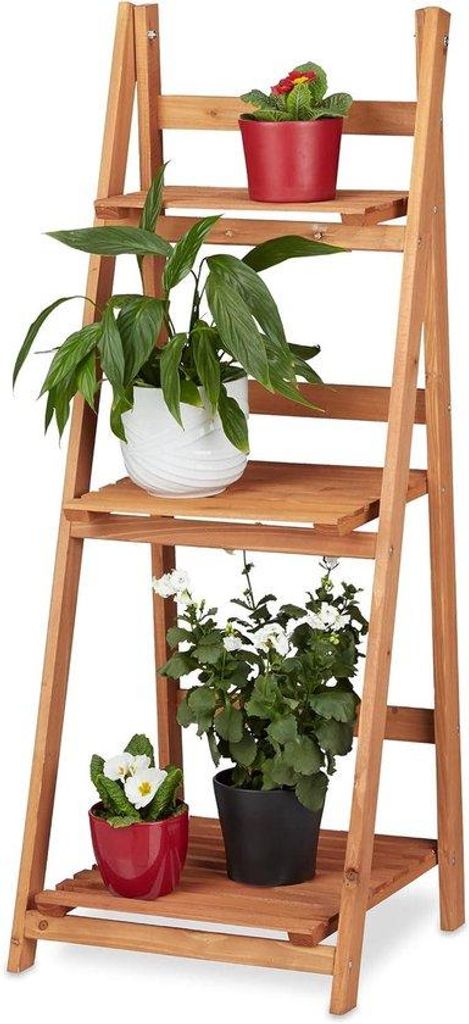 Hochbeet aus Holz mit 3 Ebenen, inklappbar, ca. 1075 x 41 x 40 cm, braun