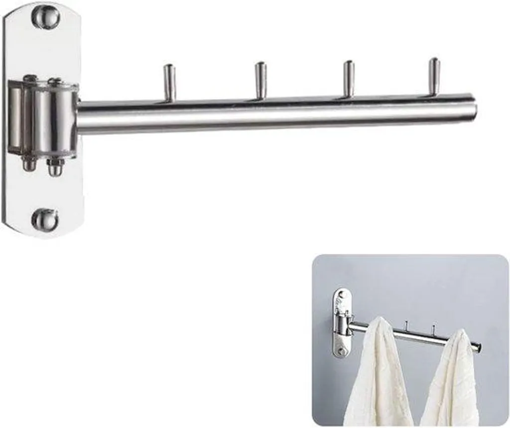 Cintre Penderie Rotatif en Inox Rabattable - Solution Rangement 5 Pièces