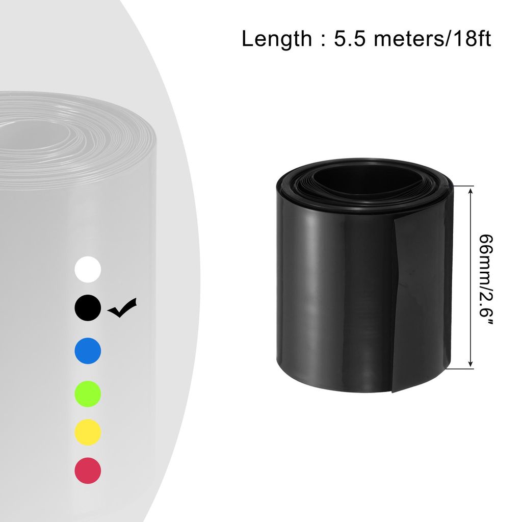 5,5m L?nge PVC Schrumpfschlauch 42mm ID, 66mm Flachbreite Isolierschlauch Wasserdicht Schutzschlauch, Verh?ltnis 2:1 Schrumpfschl?uche fš¹r 18650...