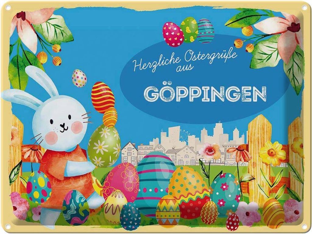 vianmo Blechschild 30x40 cm Ostern Ostergrüße GÖPPINGEN Gruß