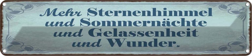 vianmo Blechschild 10x46 cm Mehr Sternenhimmel Sommernächte Spruch Zitat