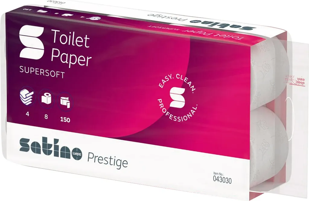 Papier hygiénique Satino Prestige 4 plis blanc - Lot de 72 rouleaux