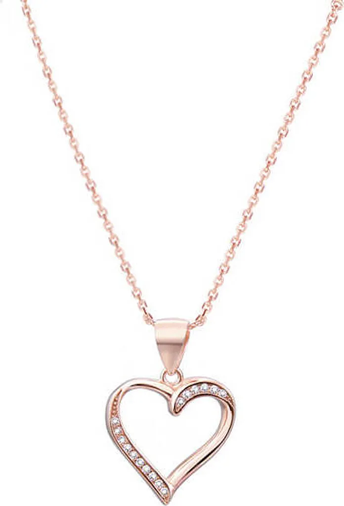 Collana lunga argento 925 oro rosa con doppio cuore bicolore | INCIDIMI