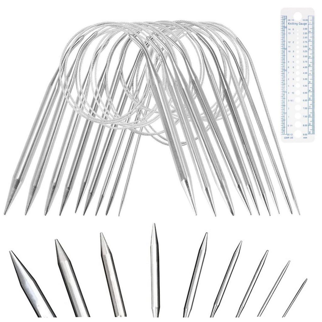 Breinaalden voor dikke wol, 40 cm, set van 9 stuks, Productafbeelding 