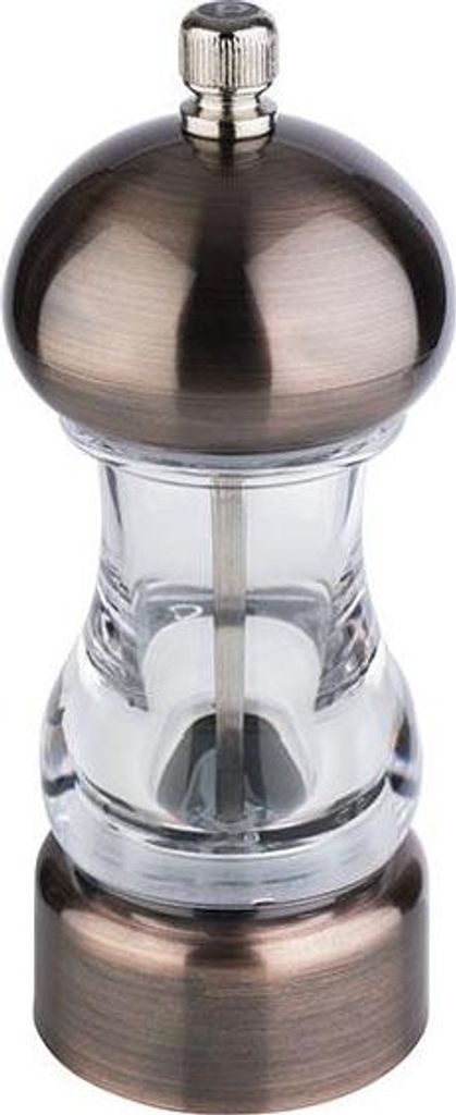 APS 40551 Pfeffermühle COPPER, Acryl/Kunststoff (ABS), Mahlwerk Kohlenstoffstahl, Ø 6 cm, Höhe 15 cm, transparent/Kupfer