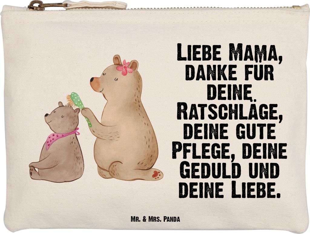 Mr. & Mrs. Panda Pouch Bär Kind Größe M - Weiß - Geschenk, Muttertag, Schlampermäppchen, Schulmäppchen, Kulturtasche, Familie, Mutter, Mama, ...