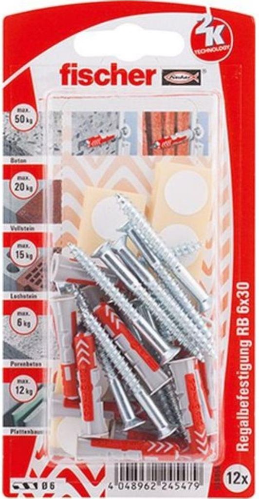 Fischer Dübel-Set Duopower 6.0 x 30 mm - 12 Stück