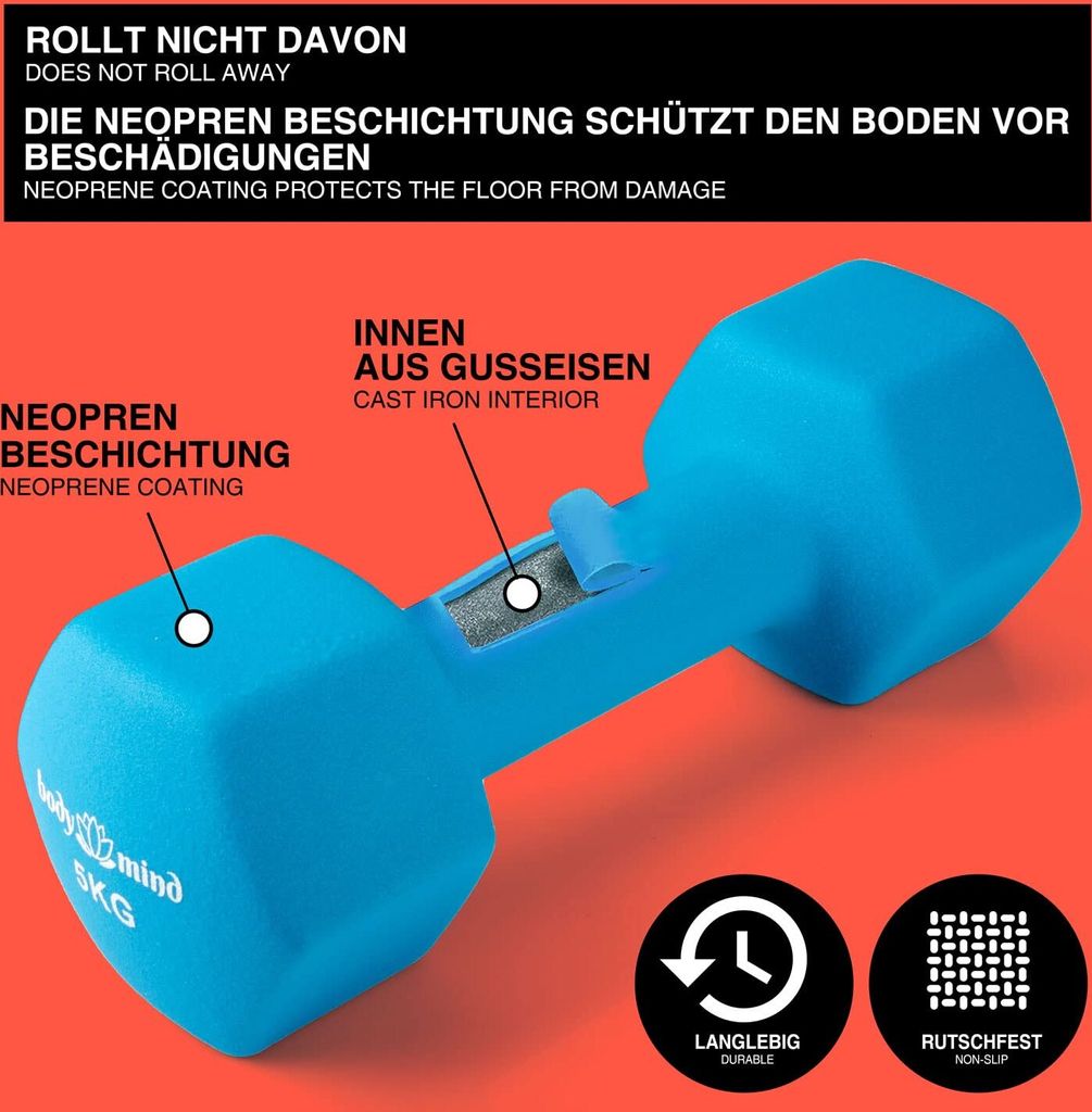 Body & Mind® Hanteln 2er Set Gymnastikhanteln Neopren Produktbild 11