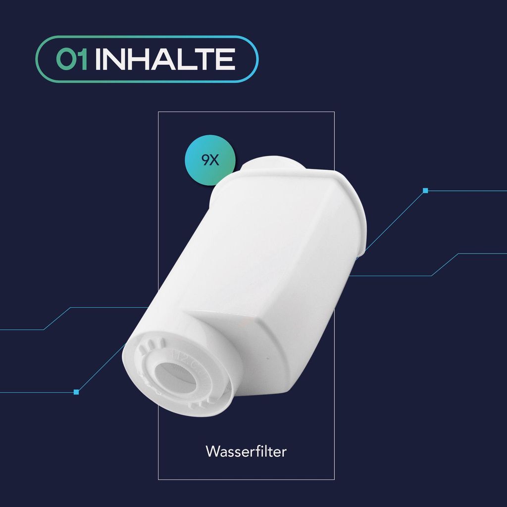 MEISTERZWECK4U - 9 Stück Ersatz Wasserfilter für Siemens EQ-Series, Supresso & Bosch Kaffeevollautomaten - Brita Intenza Filtersystem - Filterpat...