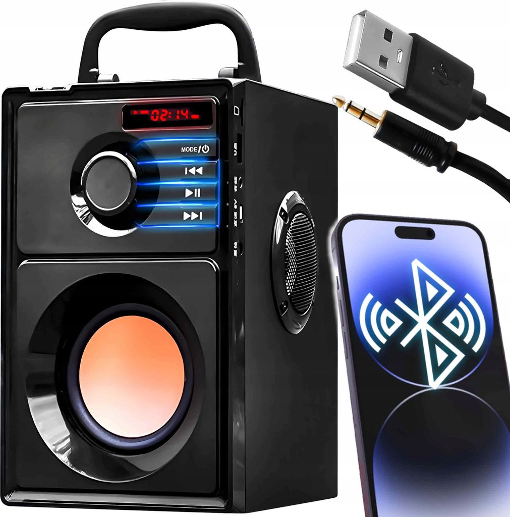 Bluetooth Reproduktor 15W Usb Sd Aux Fm Bass Boombox - Obrázok produktu 