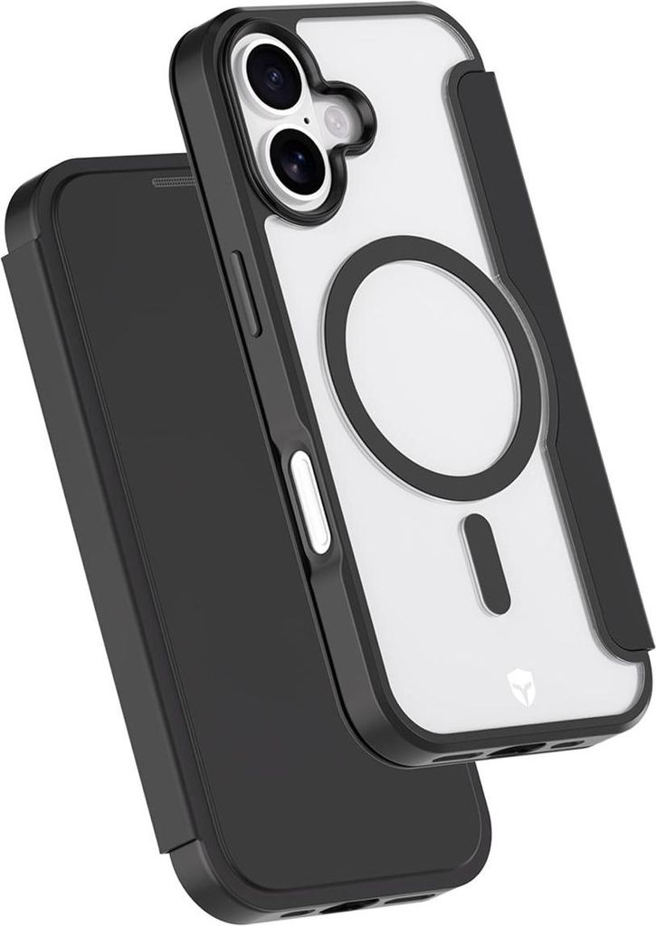 Force Case, Klappetui MagSafe iPhone 17 extra verstärkt 2 m Schutz, Schwarz transparent