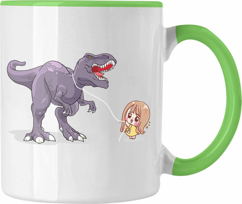 Trendation - Coole Tasse für Dinofans Dinosaurier Geschenkidee Mädchen Geschenke Lustig (Grün)