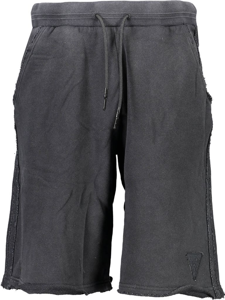Herrenschwarze Bermudashorts aus Baumwolle mit Kordelzug