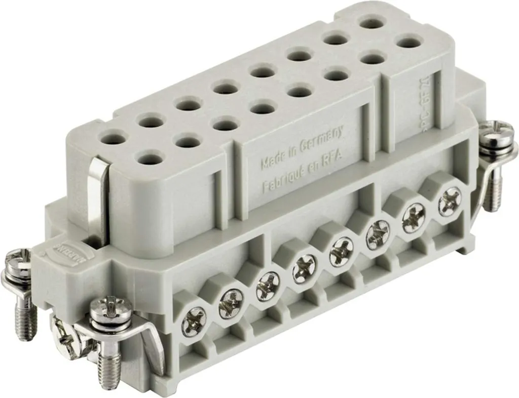 Insert femelle 16 pôles contact or Han 16A raccord à vis pour armoire