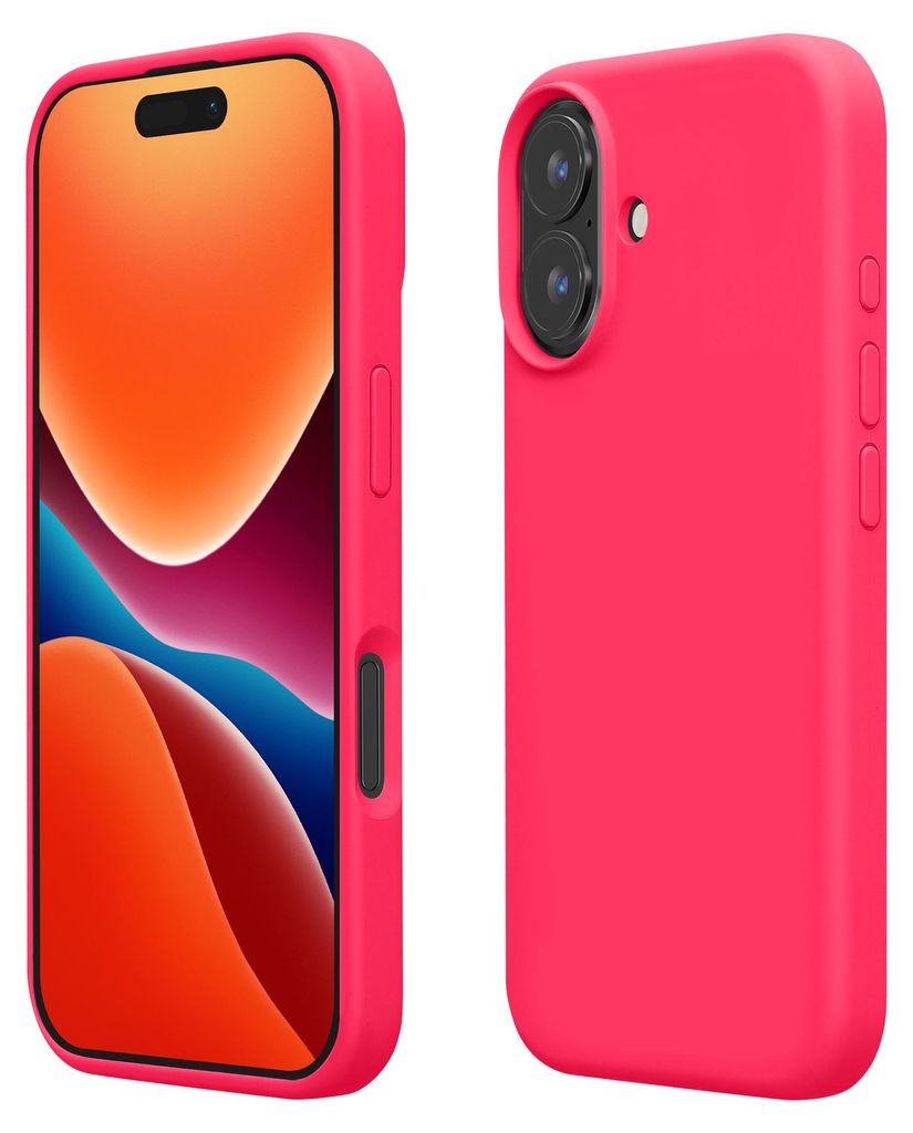kwmobile Handyhülle für iPhone 16 Plus Hülle, für iPhone 16 Plus Case - Hülle Silikon - kabelloses Laden - Neon Pink
