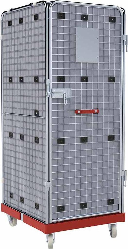 Rollbehälter Sichtschutz, 5-seitig, mit Zwischenboden, Diebstahlschutz, Rollplatte aus Kunststoff, 724 x 815 x 1.810 mm, 500 kg, Nutzhöhe 1.585 m...