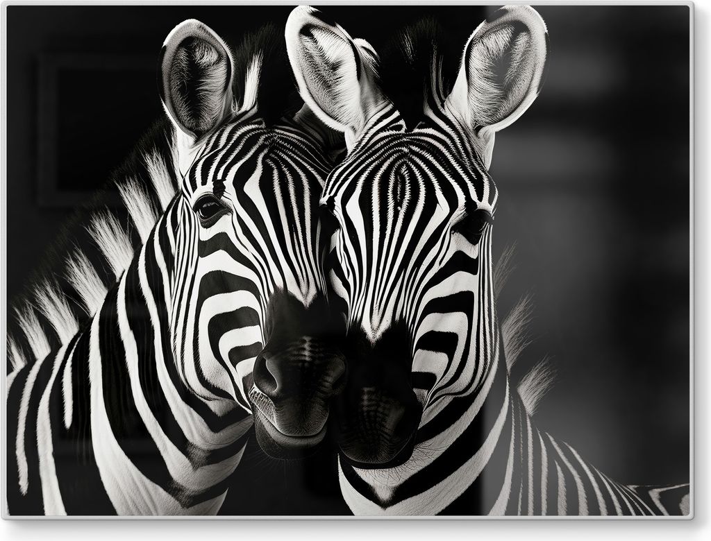 DEQORI Schneidebrett Glas 40x30 cm 'Zebra-Sinfonie' Schneideplatte Servierplatte groß