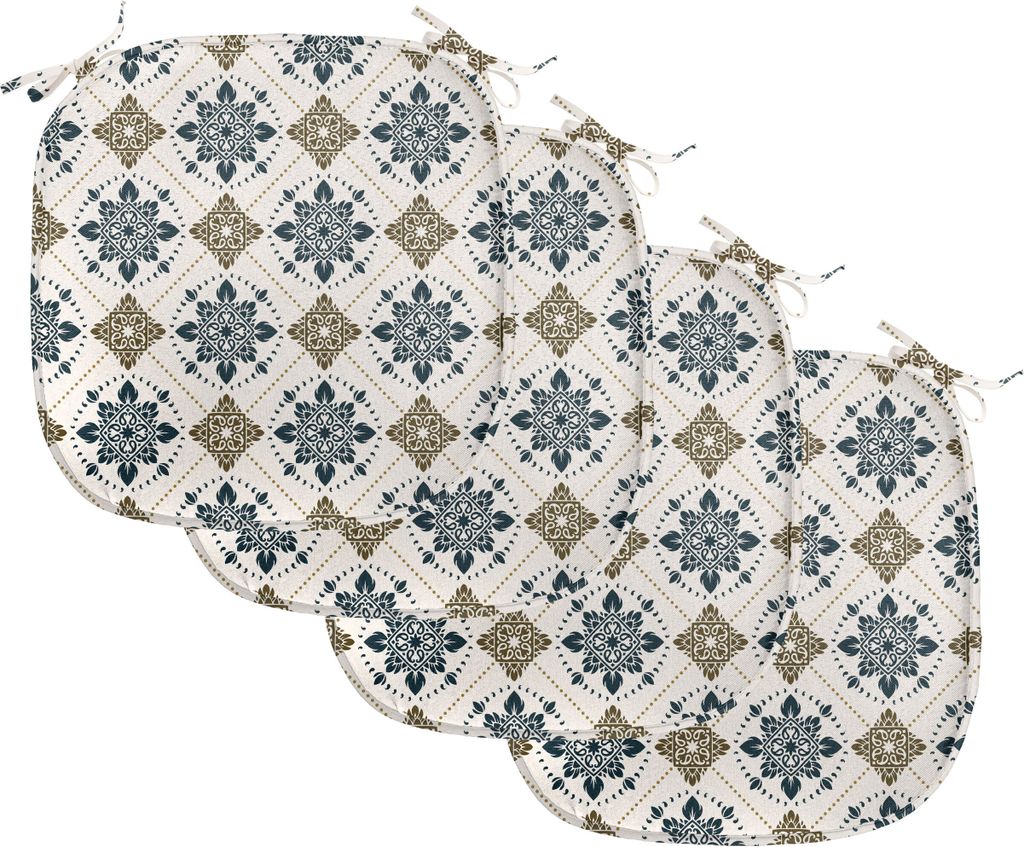 ABAKUHAUS persisch Polster für Esszimmerstühle, Vintage-Muster, Dekoratives wasserfestes Kissen mit Riemen für Küchensitze, 40 cm x 40 cm-4er P...