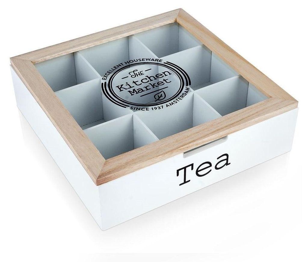 Aufbewahrungsbox für Teebeutel mit 9 Fächern und Deckel Produktbild 