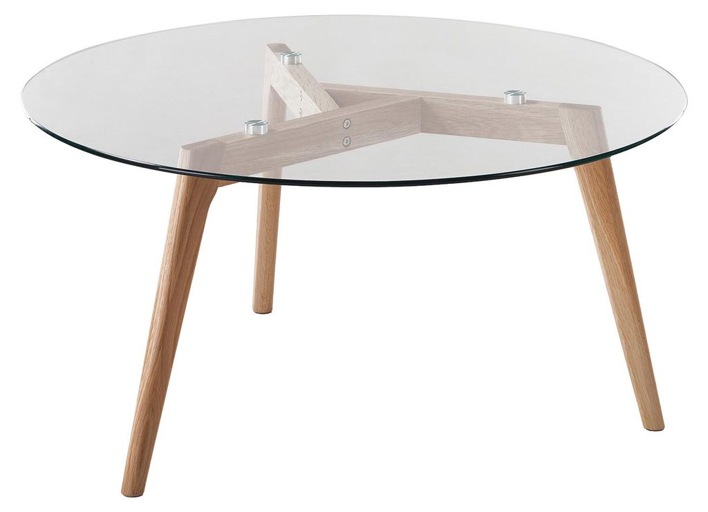 home24 Couchtisch - Glas / Eiche Massiv Produktbild 