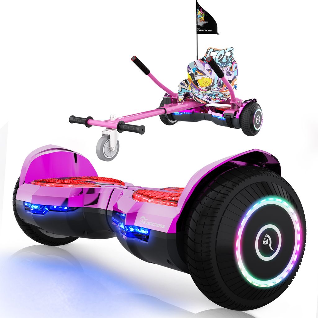 EVERCROSS TECH 6,5-Zoll-Hoverboard + Hoverkart | Mit Bluetooth und LED-Licht, App-fähiger selbstbalancierender Roller | Hoverboards für Kids und ...