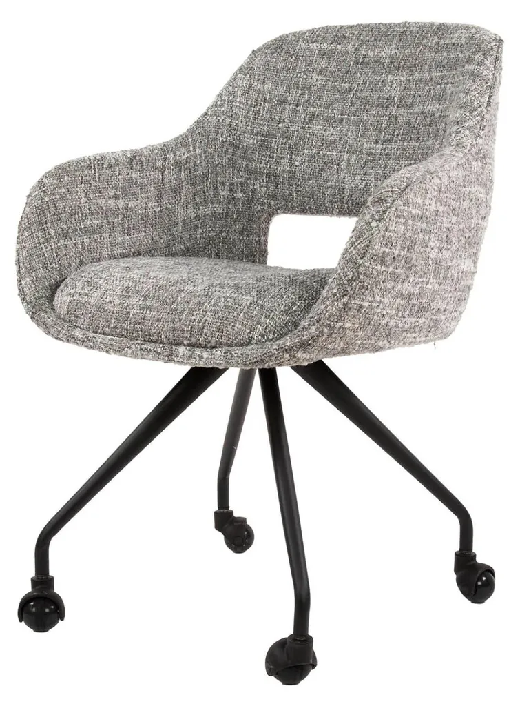 Chaise FURNLUX Spring 60 cm en tissu gris clair avec pieds métal noir