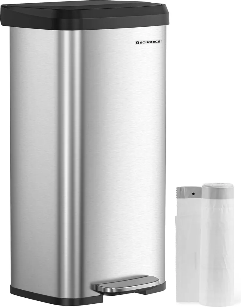 Poubelle cuisine 18 gallons anti-traces fermeture silencieuse en inox