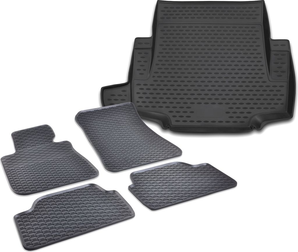 Gummi Kofferraumwanne + Fußmatten Set für 1er BMW E81 + E87, Bj. 9/2004-6/2011