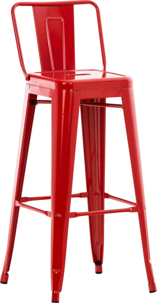 CLP Barhocker mit Lehne im Industrial-Look Mason, mit Rückenlehne und Fußablage Farbe:rot