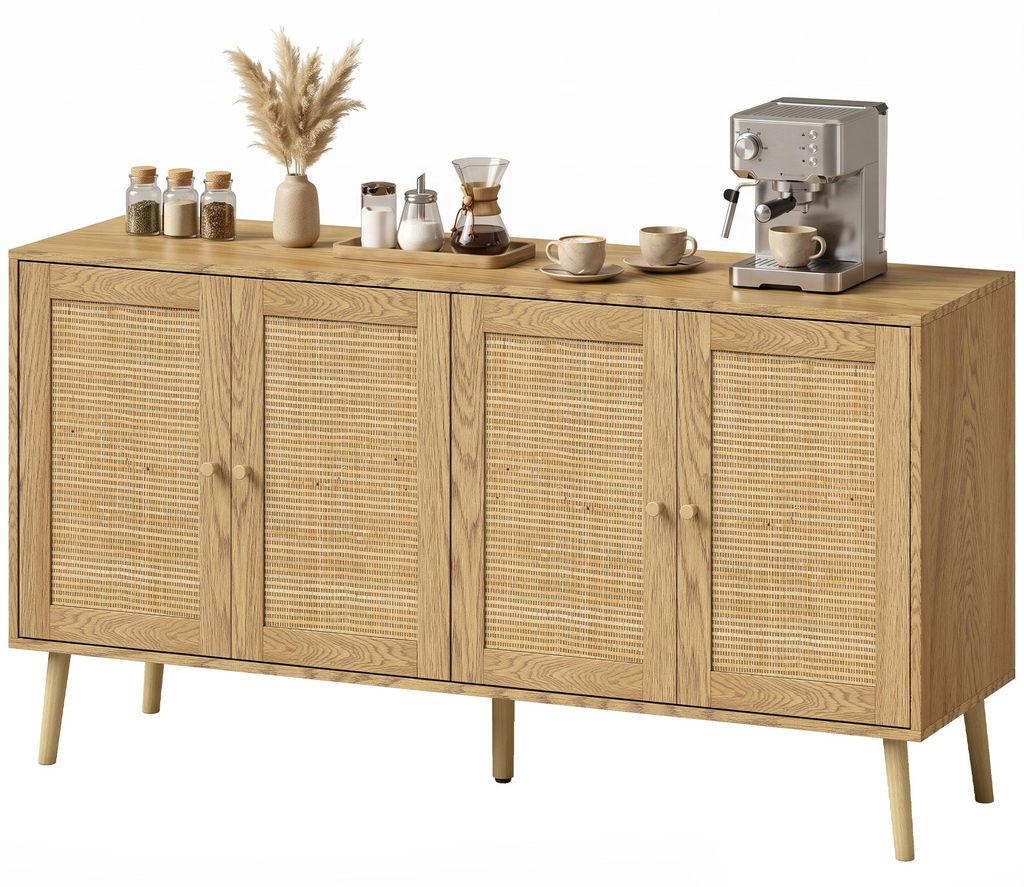 HOMCOM Dressoir/Keukenbuffet met 4 deuren met soft-close Productafbeelding 