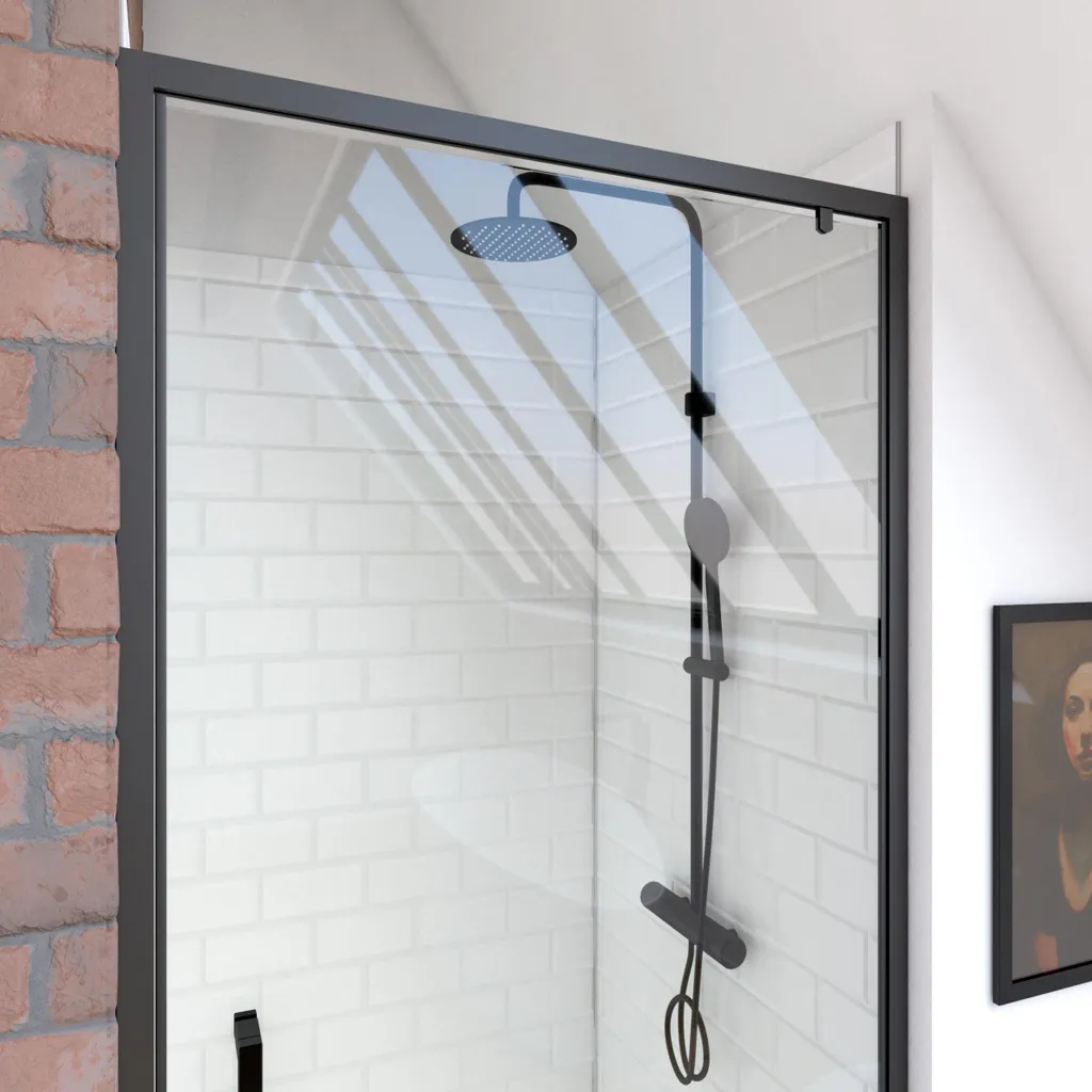 Porte de douche 90x200 cm CRUSH verre 6 mm et cadre Noir Industriel - 3
