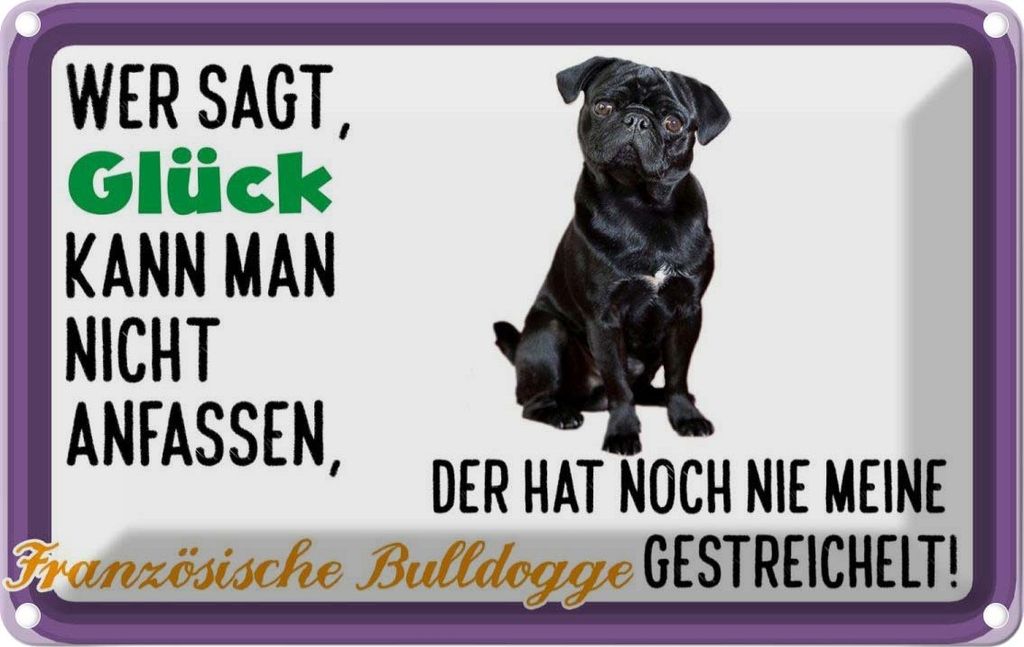 vianmo Blechschild 20x30 cm Glück Französische Bulldogge Tier Haustier Hund