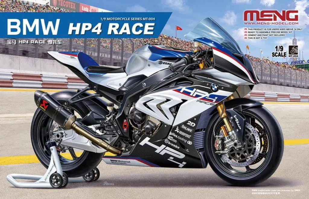 MENG MT-004 BMW HP4 Race Échelle 1/9 - Maquette Moto Haute Fidélité