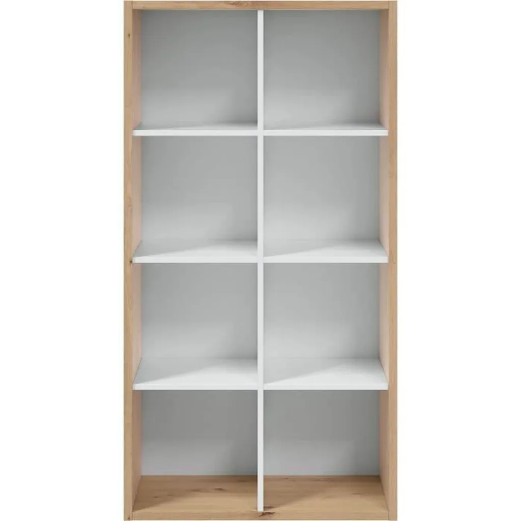 Bibliothèque 8 Compartiments NOA Bicolore - Design Scandinave 137 cm