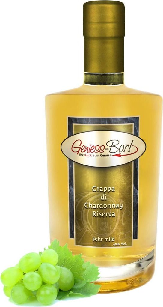 Grappa Chardonnay Riserva holzfassgereifte Edelgrappa 0,35L sehr mild 40% Vol.