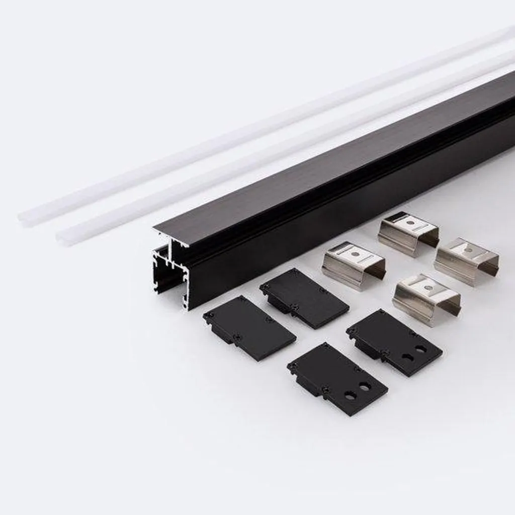 Profilé LED Aluminium Noir 2m : Évitez l'Éblouissement avec la Double Paroi