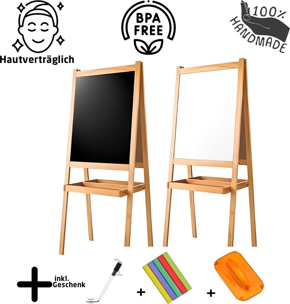 Großes 2in1 Kinder Kreidetafel Whiteboard 100cm Standtafel Schreibtafel Schule