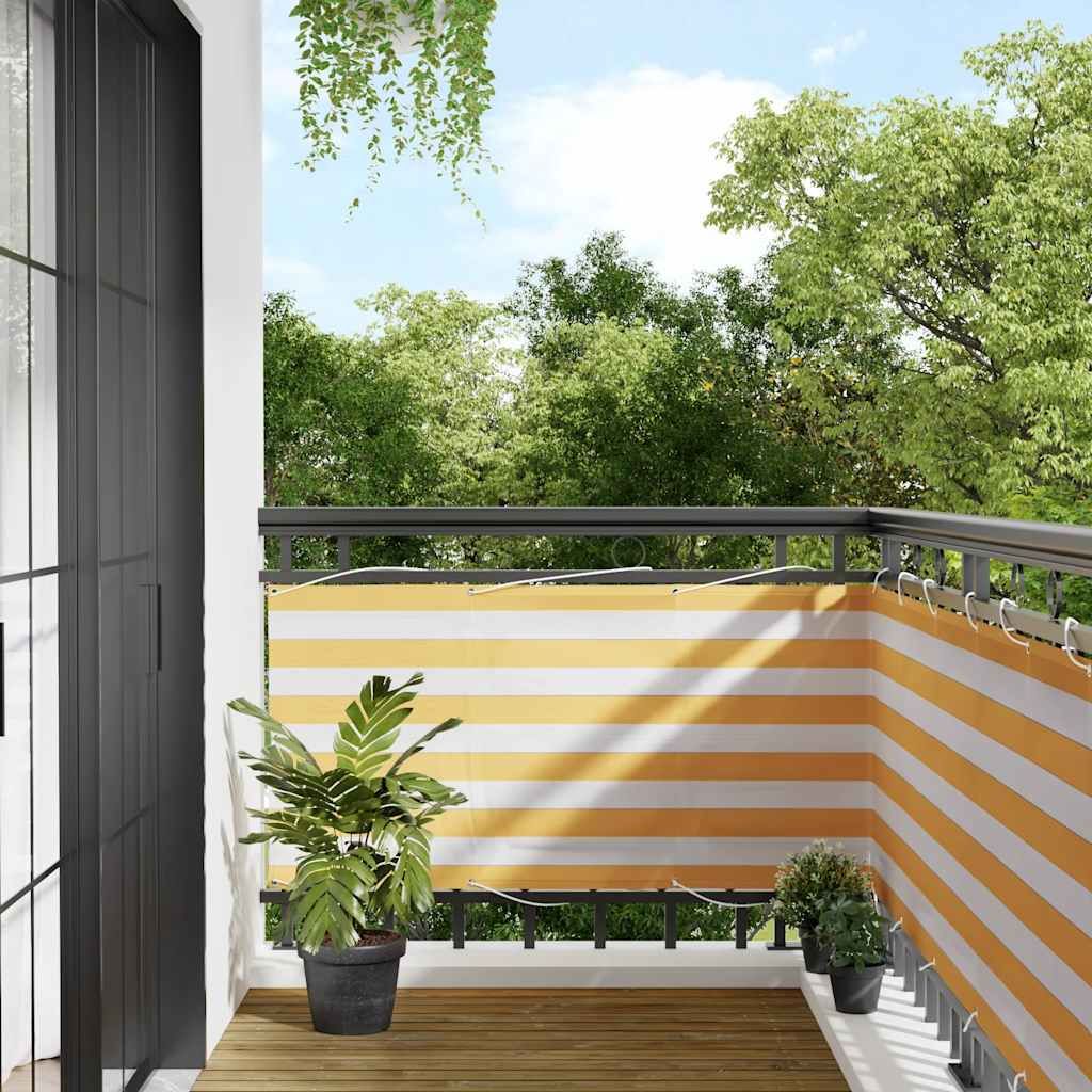 Maison Exclusive - Balkon-Sichtschutz Gelb und Weiß Gestreift 75x1000 cm