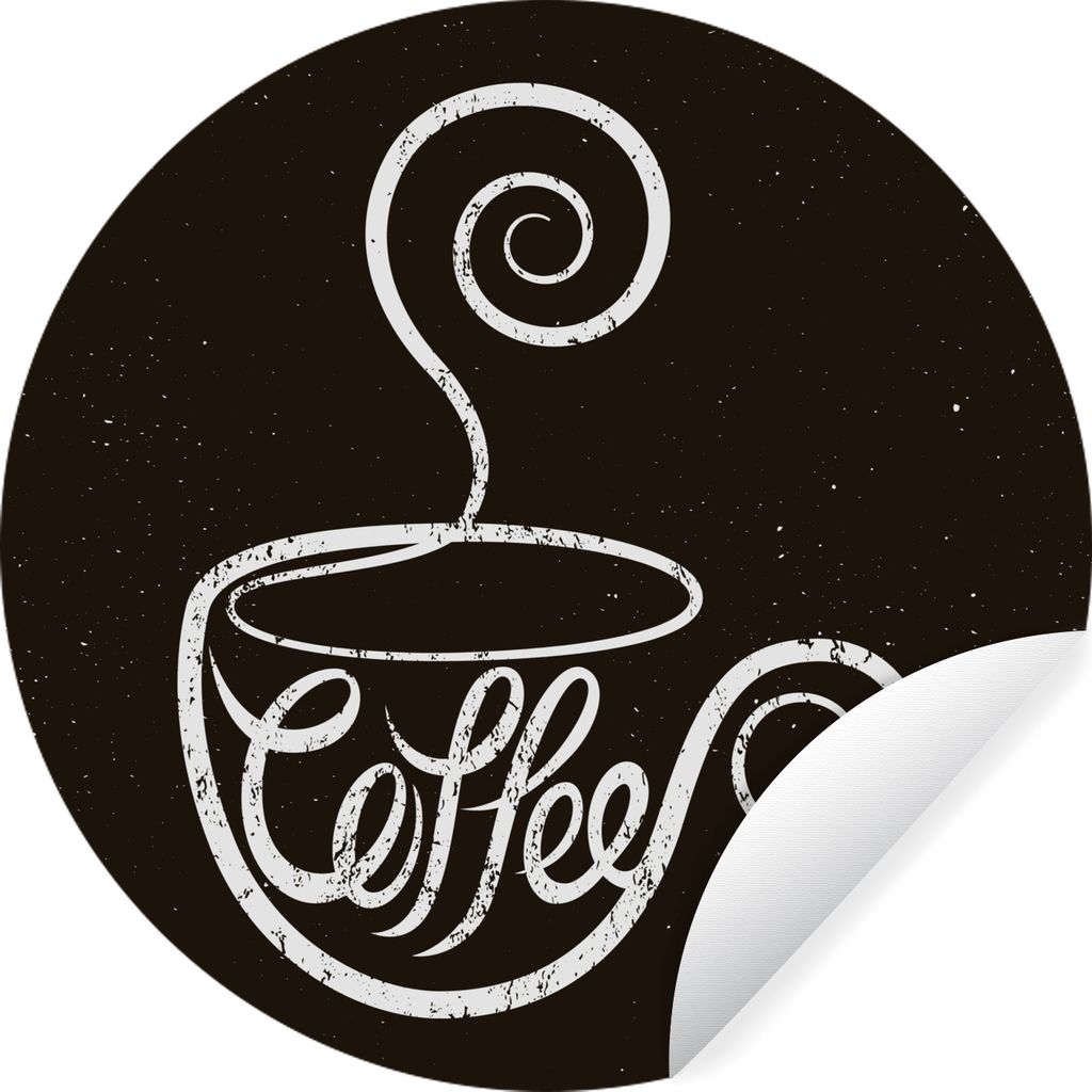 MuchoWow Runde Wandtattoo - Wandsticker Tapete Aufkleber Kaffee - Zitate - Vintage - Kreidetafel - Sprüche Ø 50 cm Selbstklebend und Reposition...