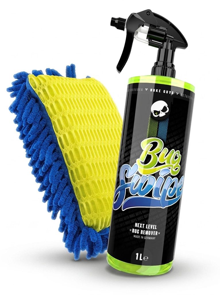 Auto Insektenentferner Nuke Guys Bug Swipe Insektenreiniger 1L Sprühflasche + Nuke Guys Bug Swiper 2in1 Insektenschwamm